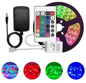 Daybetter 5 Meter Led Strip Lights Waterproof Led Light Strip With Bright Rgb Color Changing Light Strip With 24 Keys Ir Remote Controller And Supply For Home (Multicolor) Tar-K1