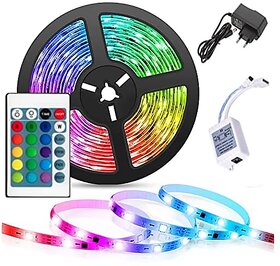 Daybetter 5 Meter Non Waterproof Remote Control Multicolor Light With 16 Color And 5050 Smd Bright 24 Keys Ir Remote Controller And Supply For Home Decoration (Multicolor) Tar-H1