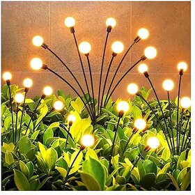 Daybetter 8 Led Balls Solar Lights  Starburst Swaying Solar Garden Light Warm Garden Light  Outdoor Decoration  Waterproof Lights For Pots Balcony (Warm White) (Pack Of 2) Tar-Ge4