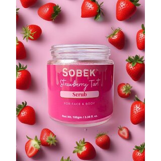                       Strawberry tart face and body scrub  Exfoliate, dullness and tan 100 grams                                              