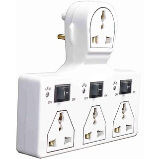                       Multi Plug 3+3 Universal Socket Adaptor with Led Indicator  Individual Switch, 6 Amp Extension Cord Board                                              