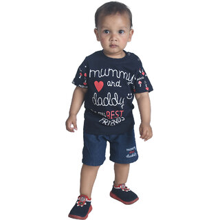                       Kid Kupboard Cotton Baby Boys T-Shirt, Black, Half-Sleeves, Crew Neck, 2-3 Years KIDS6044                                              