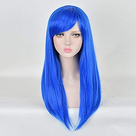 Kaku Fancy Dresses Ladies Girls Long Straight Hair Wig for Styling / Party Favour Free Size, for Girls (Dark Blue)