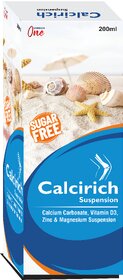 Enrrich one Calcirich Suspension (Pack of 2) 200ml with Calcium Carbonate,Vitamin D3,Zinc  Magnesium