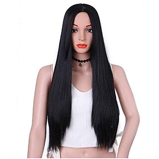                       Kaku Fancy Dresses Girl Straight Styler Black Color Hair Wig - Black, Free Size, for Girls                                              