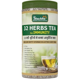 Shuddhi 32 Herbs Tea  Detox Kadha  Natural Ingredients Dalchini, Gulab, And Giloy, 250gm