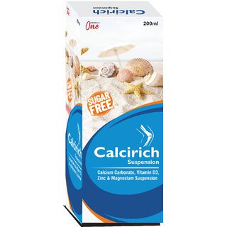 Enrrich one Calcirich Suspension (Pack of 2) 200ml with Calcium Carbonate,Vitamin D3,Zinc  Magnesium