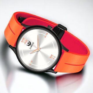                      Lorenz Slim Case Analog Watch With Orange Magnetic Lock Strap|Watch For Men & Women                                              