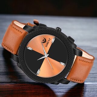 Lorenz Two Tone Dial & Brown Leather Strap Analogue Watch For Men