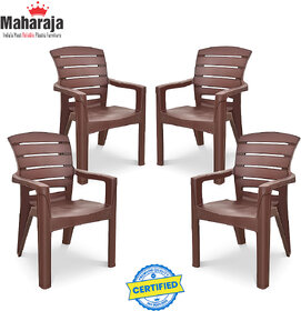 Maharaja SINGHAM-101 Plastic Chairs for Home, Caf  Bearing Capacity up to 200Kg (Pack of 4, Brown)