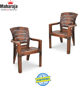 Maharaja SINGHAM-101 Plastic Chairs for Home, Caf  Bearing Capacity up to 200Kg (Pack of 2, Teakwood)