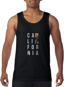 Code Yellow Men Black California Printed Sleeveless Gym Vest