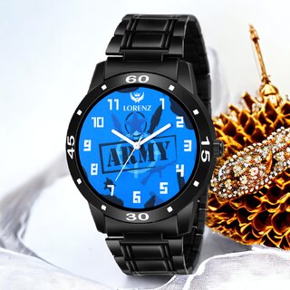                       Lorenz Blue Army Dial Black Chain Wrist Watch For Men|Watch For Boys                                              