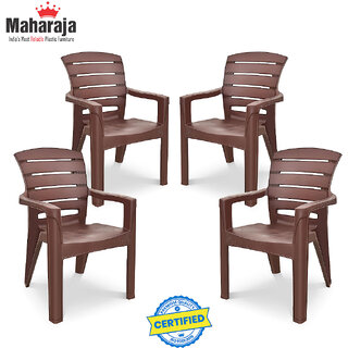                       Maharaja SINGHAM-101 Plastic Chairs for Home, Caf  Bearing Capacity up to 200Kg (Pack of 4, Brown)                                              