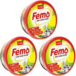                       Cutee Femo Dish Wash Shine Round - 250g (Pack Of 3)                                              