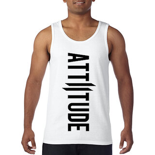                       Code Yellow Men White Attitude Printed Sleeveless Gym Vest                                              