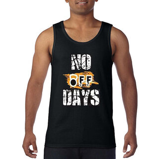                       Code Yellow Men Black No Off Days Printed Sleeveless Gym Vest                                              