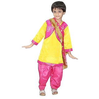                      Kaku Fancy Dresses Indian State Punjabi Folk Dance Costume for Kids / Salwar Suit with Dupatta For Girl Costume                                              
