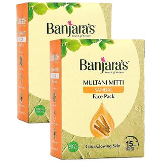                       Banjaras Sandal Multani Mitti Face Powder - Pack Of 2 (100g)                                              