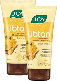 Joy Revivify Ubtan Tan Removal and Blemish Minimizing With Saffron, Turmeric, Chickpea Flour, Almond Oil , Rose Water, Sandalwood Oil , Walnut Beads - No Parabens ( Pack of 2 X 150ml ) Face Wash  (300 ml)