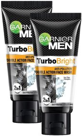 Garnier Men Turbo Bright Double Action Face Wash - 50g (Pack Of 2)