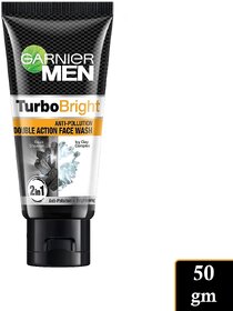 Garnier Men Turbo Bright Anti Pollution Face Wash - Pack Of 1 (50gm)