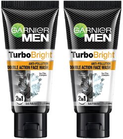 Garnier Men Turbo Bright Anti Pollution Face Wash - Pack Of 2 (50gm)