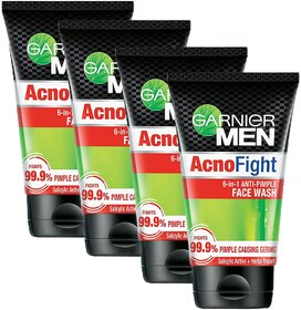 Garnier Men Acno Fight Anti Pimple Face Wash - 100g (Pack Of 4)