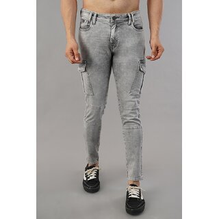                      Meghz Mens Lawrance Cargo Fit Denim Jeans                                              