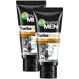 Garnier Men Turbo Bright Double Action Face Wash - 50g (Pack Of 2)