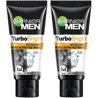Garnier Men Turbo Bright Anti Pollution Face Wash - Pack Of 2 (50gm)