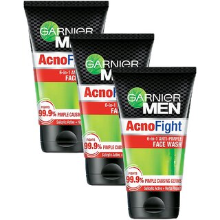 Garnier Men Acno Fight Anti Pimple Face Wash - 100g (Pack Of 3)