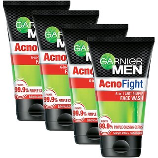 Garnier Men Acno Fight Anti Pimple Face Wash - 100g (Pack Of 4)
