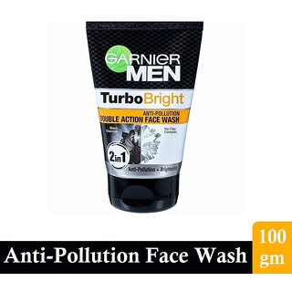                       Anti Pollution Double Action Turbo Bright Garnier Men Face Wash - 100gm                                              