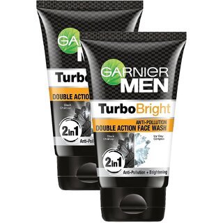                       Garnier Men Turbo Bright Anti Pollution Face Wash - Pack Of 2 (100gm)                                              
