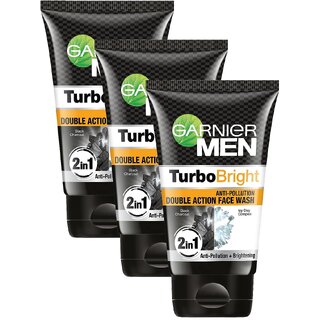 Garnier Men Turbo Bright Anti Pollution Face Wash - Pack Of 3 (100gm) Garnier Men Turbo Bright Anti Pollution Face Wash - Pack Of 3 (100gm)