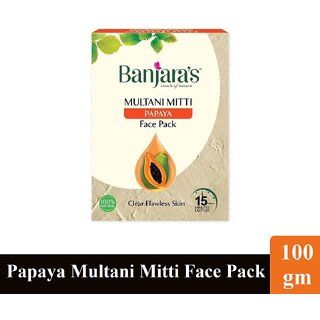 Multani Mitti Papaya Banjara's Face Pack Powder - 100g Multani Mitti Papaya Banjara's Face Pack Powder - 100g