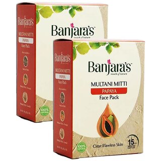                       Banjaras Papaya Multani Mitti Face Powder - Pack Of 2 (100g)                                              