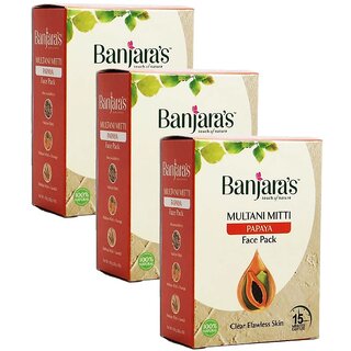                       Banjaras Papaya Multani Mitti Face Powder - Pack Of 3 (100g)                                              