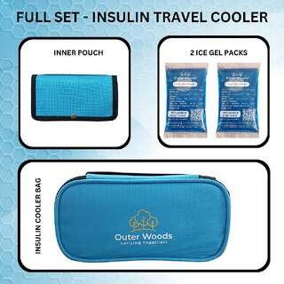                       Insulin Cooling Travel Pouch for Diabetics with Two Ice Gel Packs - Sky Blue  Ice Pack for Insulin  Insulin Cooler Bag                                              