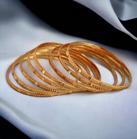 LUCKY JEWELLERY Gold Plated Designer Golden Color Traditional Ethnic 8 Pcs. Bangles Set for Women (228-J1BG-806B-8-22)