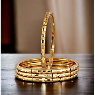                       LUCKY JEWELLERY Gold Plated Designer Golden Color Traditional Ethnic 4 Pcs. Bangles Set for Women (185-J1BG-462A2-4-22)                                              