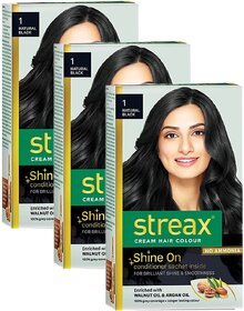 Streax Natural Black Hair Colour - Pack Of 3 (25g+25ml)
