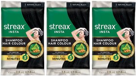 Streax Natural Black 1 Shampoo Hair Colour - 7.5g+7.5ml (Pack Of 1)