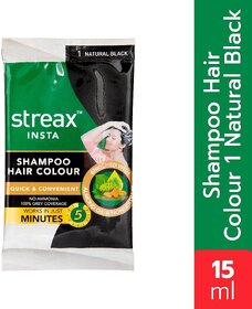 Streax Natural Black 1 Hair Colour - 7.5g+7.5ml