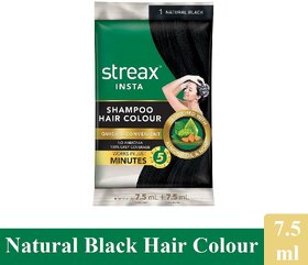 Streax Natural Black Hair Colour - Pack Of 1 (7.5g+7.5ml)