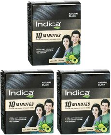 Indica Natural Black Powder Hair Colour - 40g (Pack Of 3)
