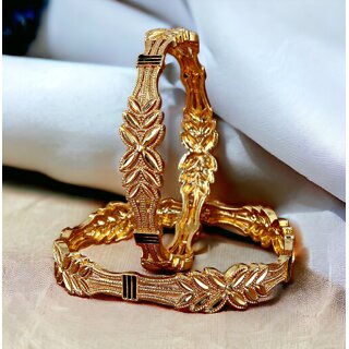                       LUCKY JEWELLERY Gold Plated Floral Meenakari  2 Pcs. Bangles Set for Women (261-J1BG-1868-2-22)                                              