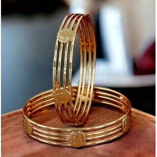                       LUCKY JEWELLERY Gold Plated Victoria Coin Design 2 Pcs. Bangles Set for Women (262-J1BG-1869-2-22)                                              