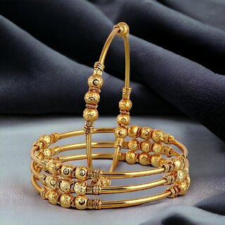                       LUCKY JEWELLERY Gold Plated Pearl Designer 4 Pcs. Bangles Set for Women (294-J1BG-1871-4-22)                                              